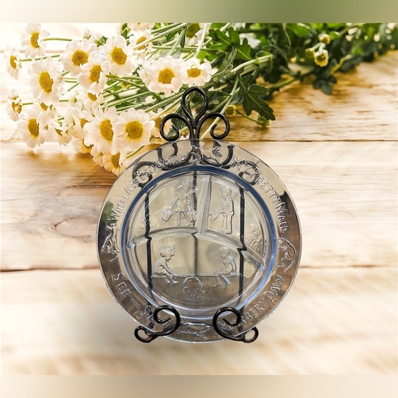 Vintage Tiara Blue Glass Nursery Rhyme Set in Original Box - Picture 2 of 4